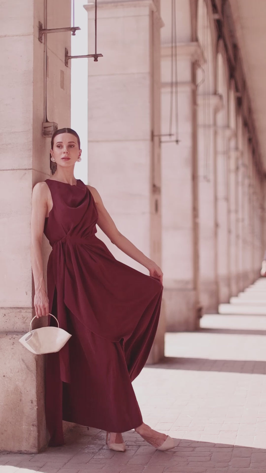 Burgundy Draped Dress