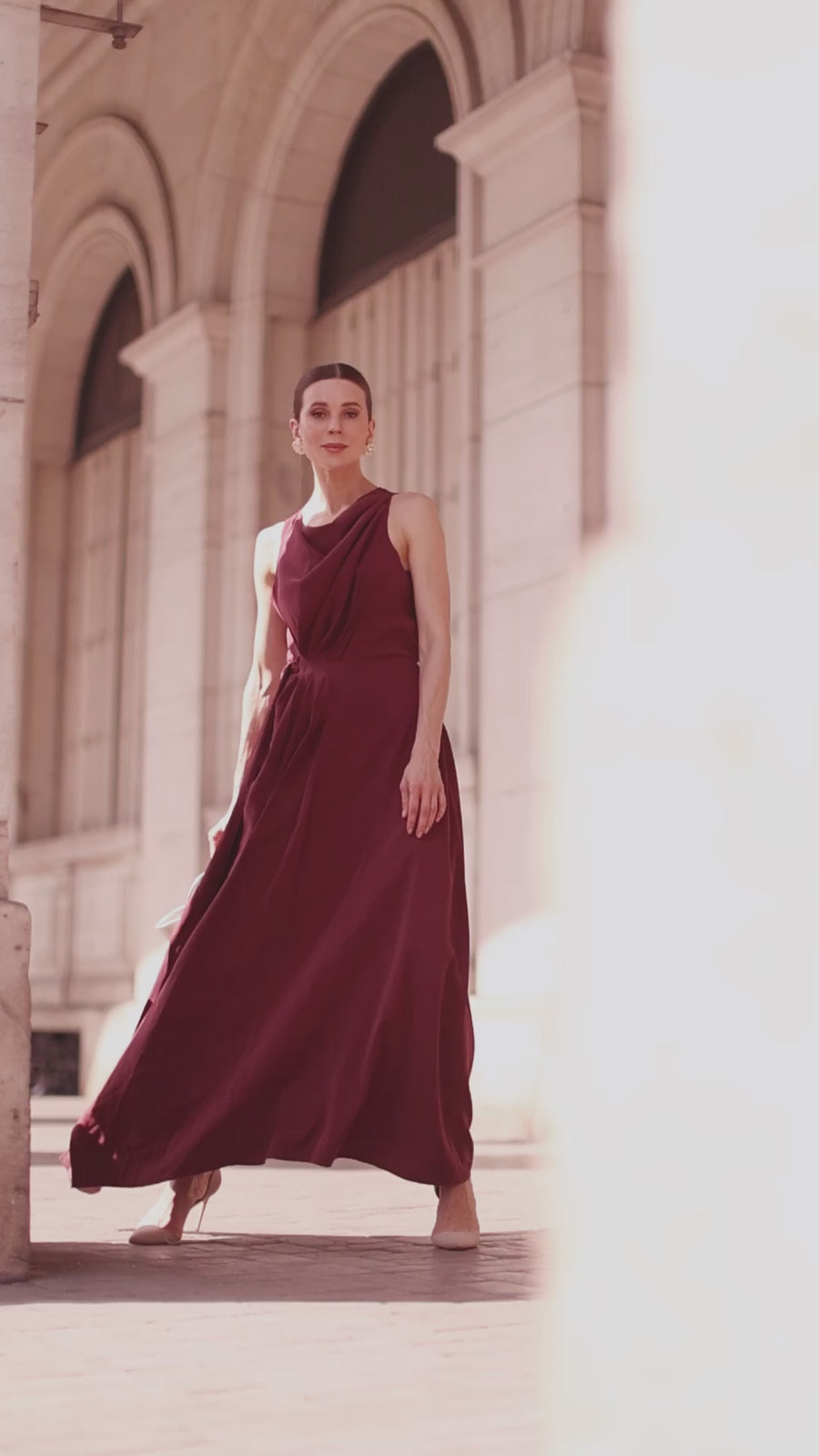 Burgundy Draped Dress