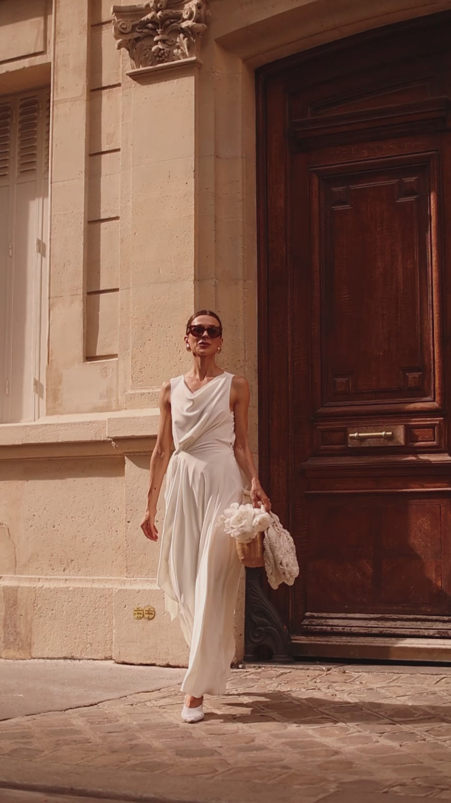 White Draped Dress