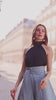 Navy Silky Halter Top