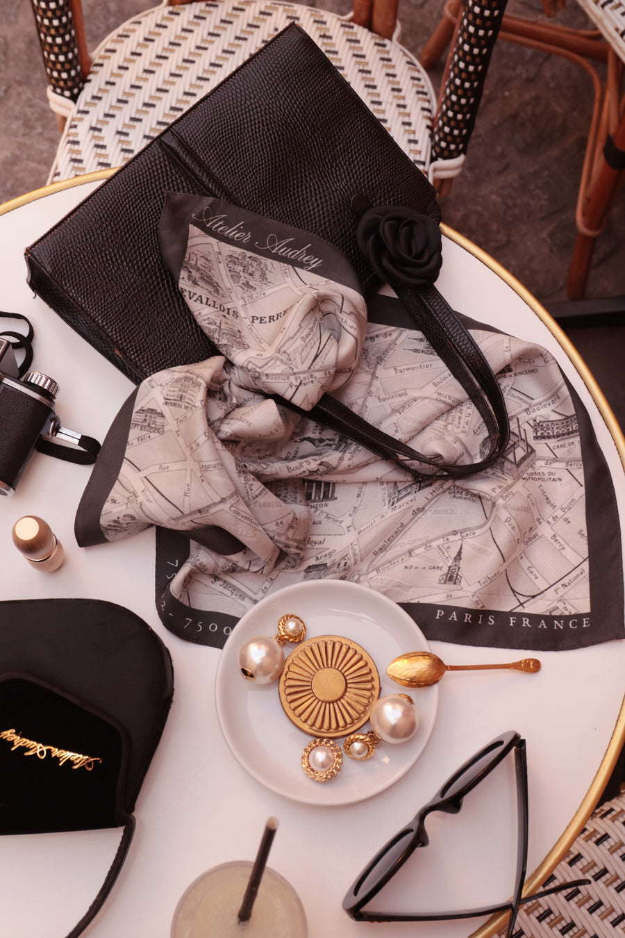 Paris Silk Scarf & Brooch Set