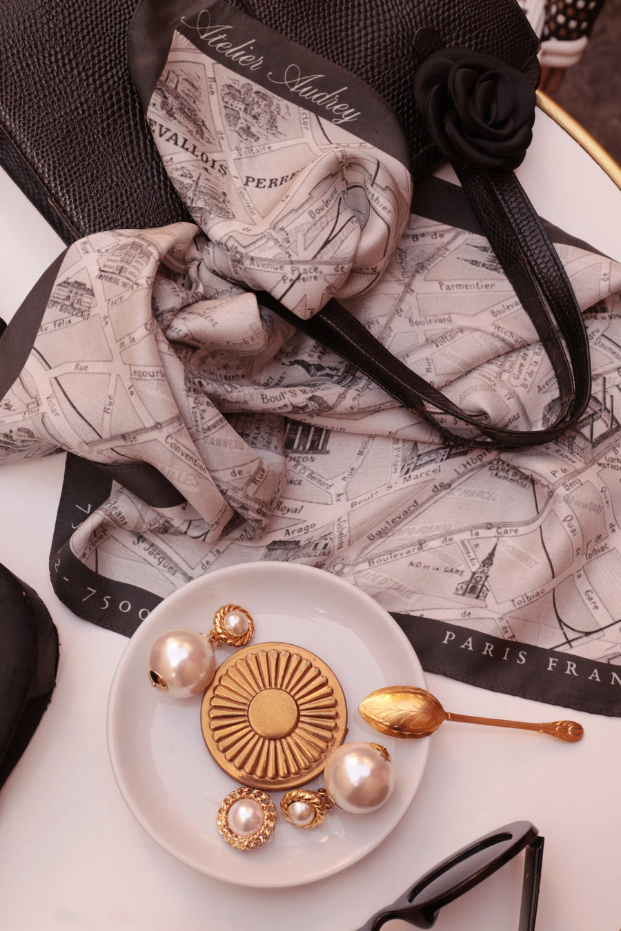 Paris Silk Scarf & Brooch Set