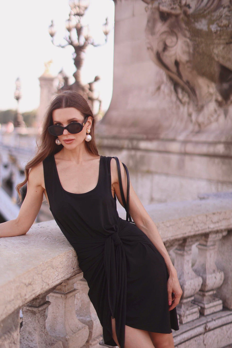 Black Sleeveless Wrap Dress