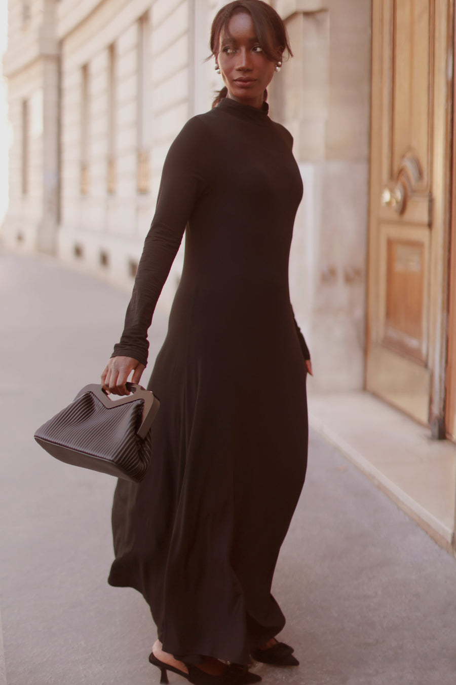 Black Turtleneck Swing Dress