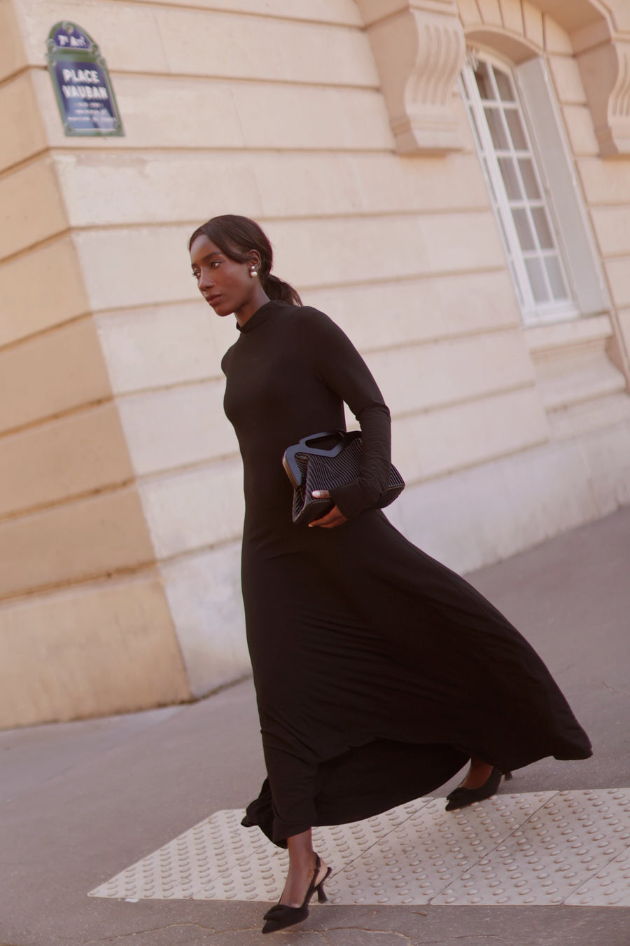Black Turtleneck Swing Dress