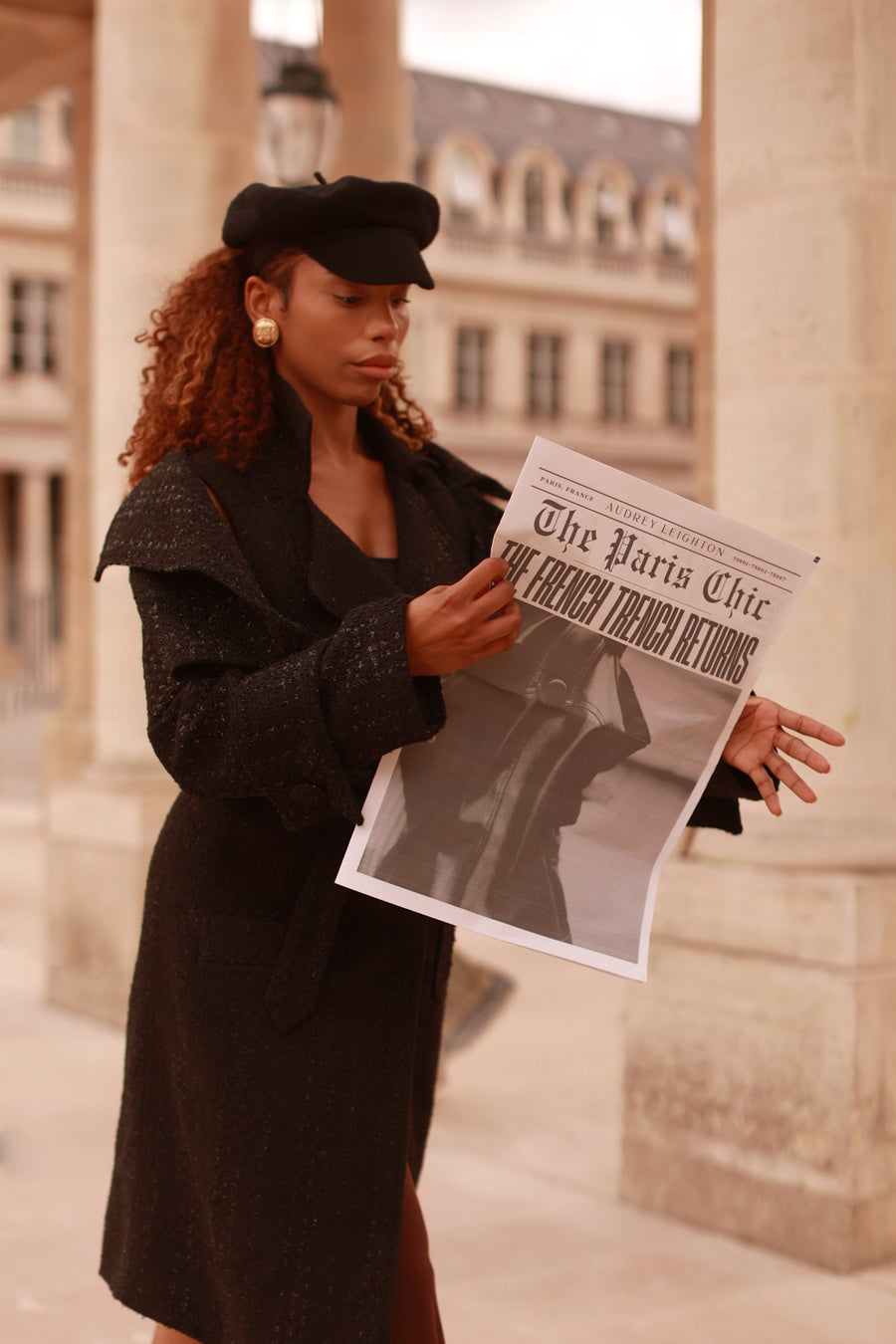 Signature Black Tweed French Trench