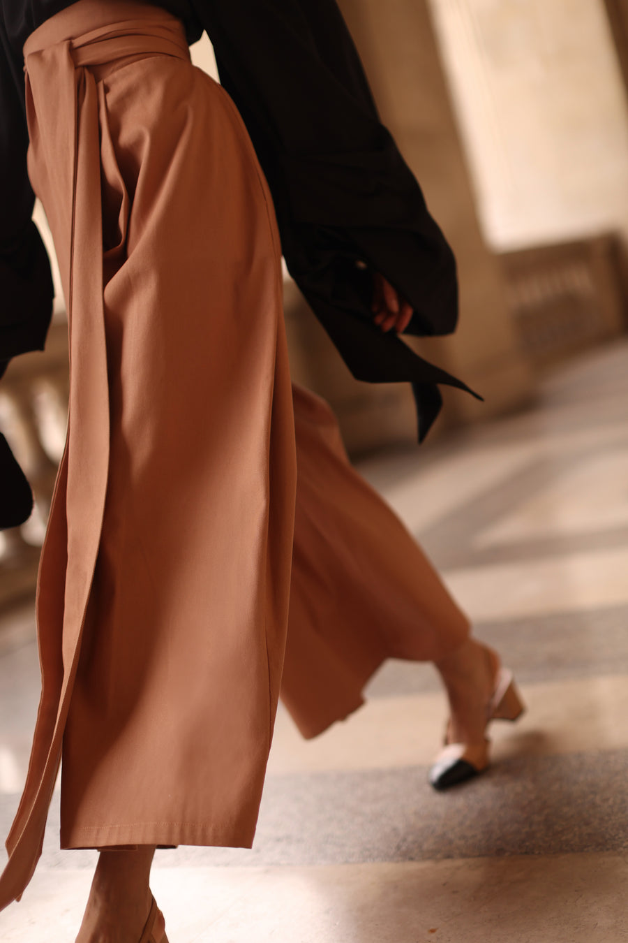 Camel Tailored Wrap Trousers