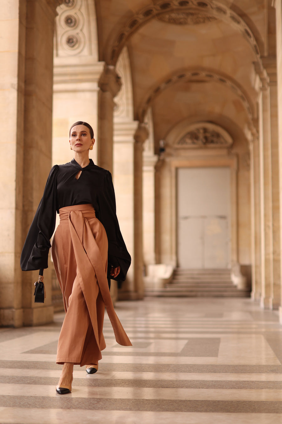 Camel Tailored Wrap Trousers