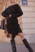 Classic Round Neck Black Wrap Dress
