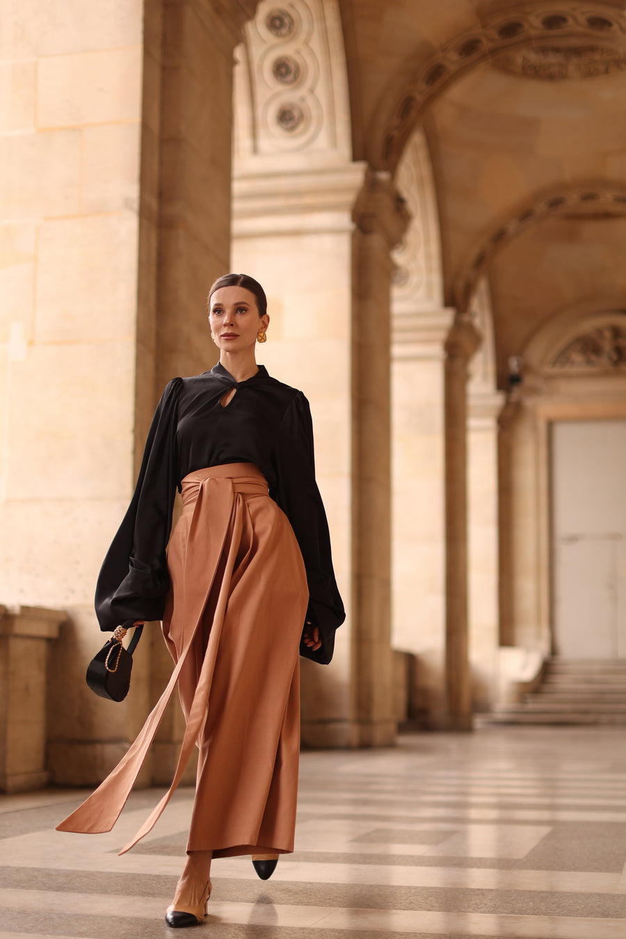 Camel Tailored Wrap Trousers