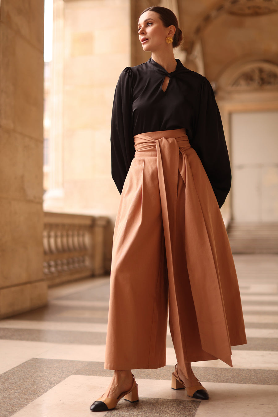 Camel Tailored Wrap Trousers