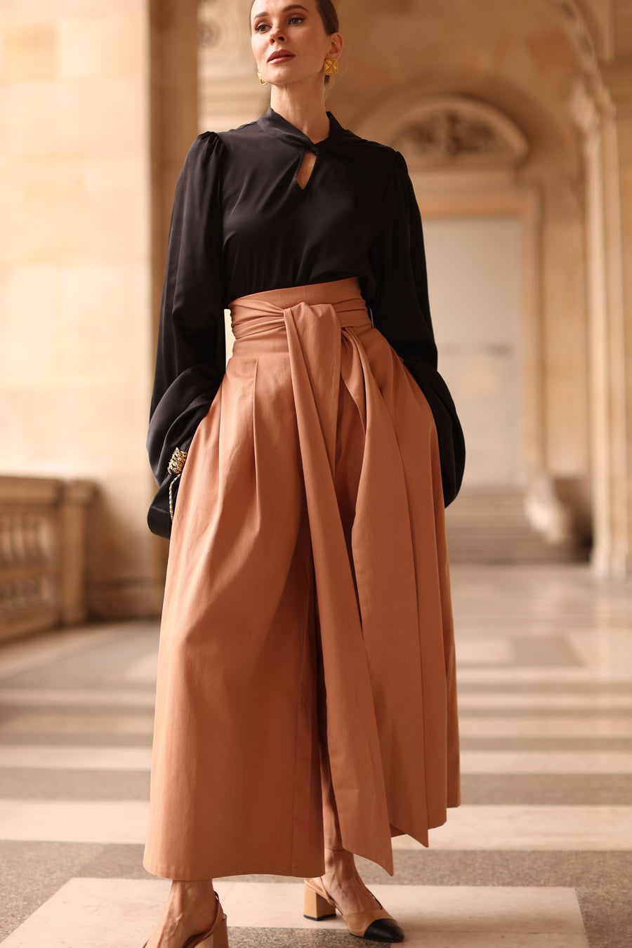 Camel Tailored Wrap Trousers