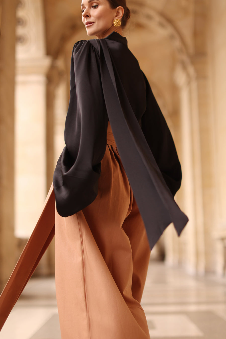 Camel Tailored Wrap Trousers