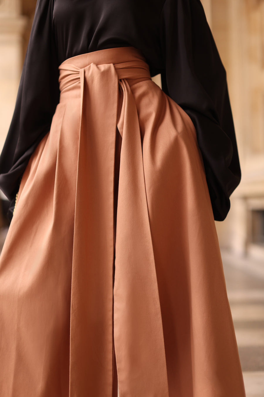 Camel Tailored Wrap Trousers