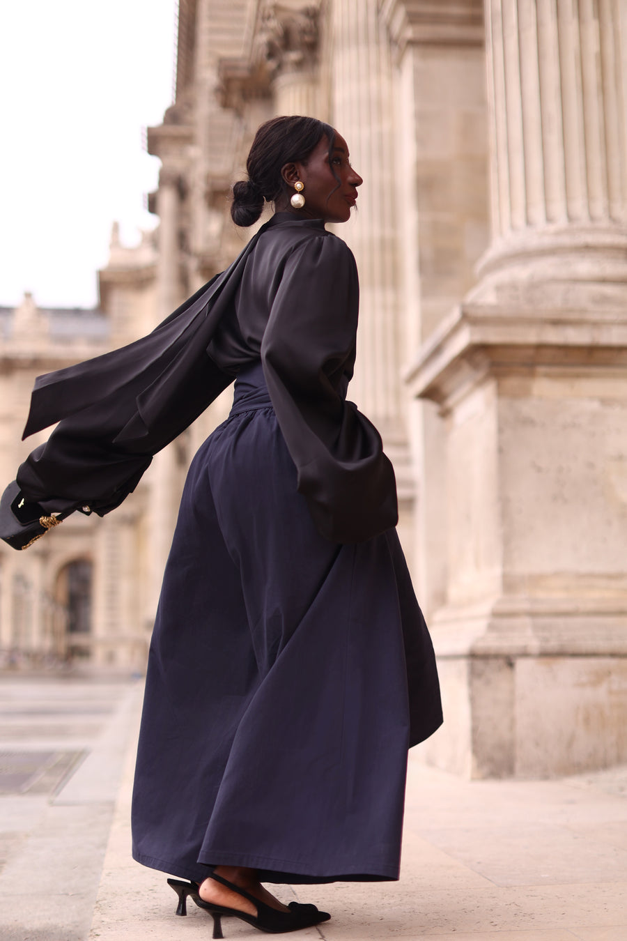 Navy Tailored Wrap Trousers