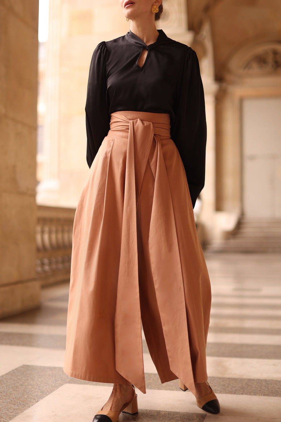 Camel Tailored Wrap Trousers
