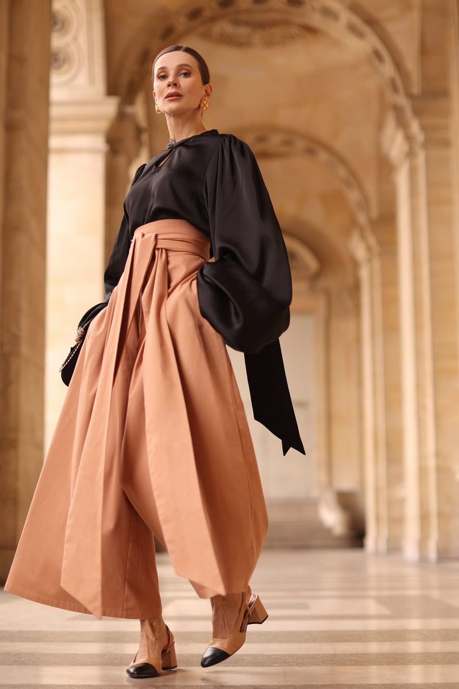 Camel Tailored Wrap Trousers