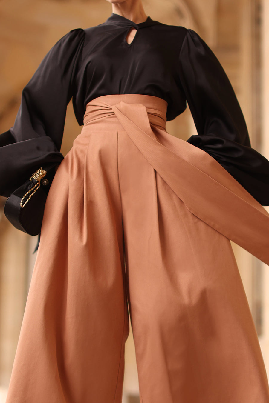 Camel Tailored Wrap Trousers