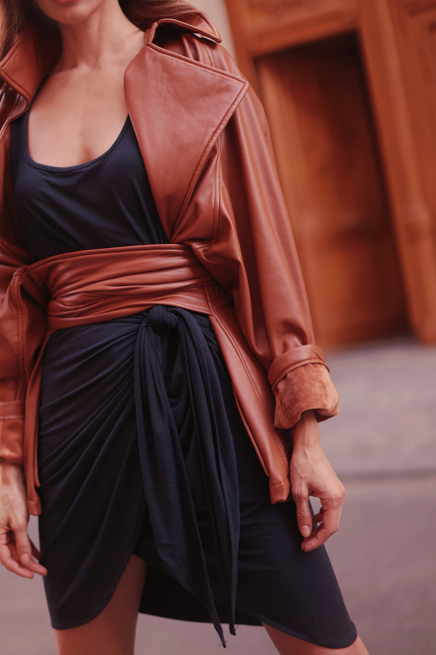 Navy Sleeveless Wrap Dress