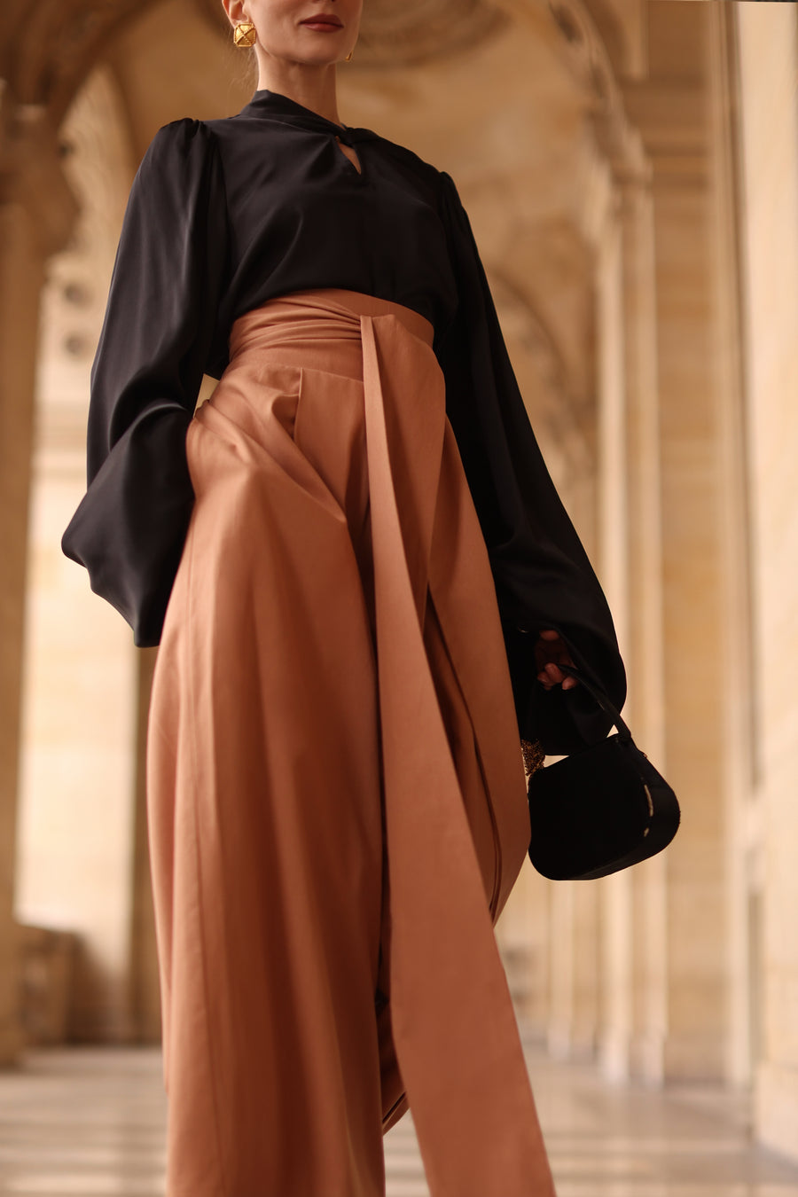 Camel Tailored Wrap Trousers