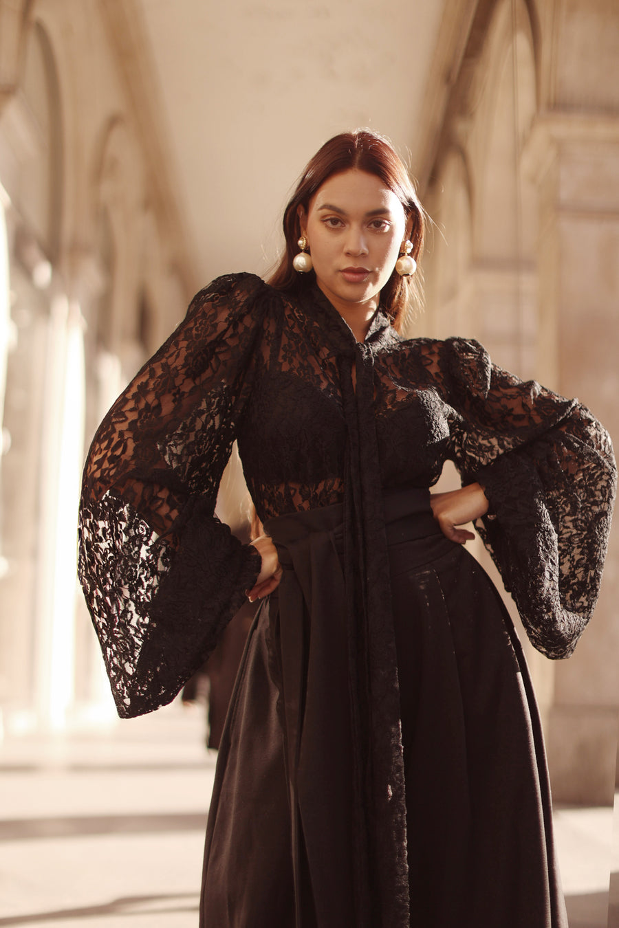 Black Lace Baroque Blouse