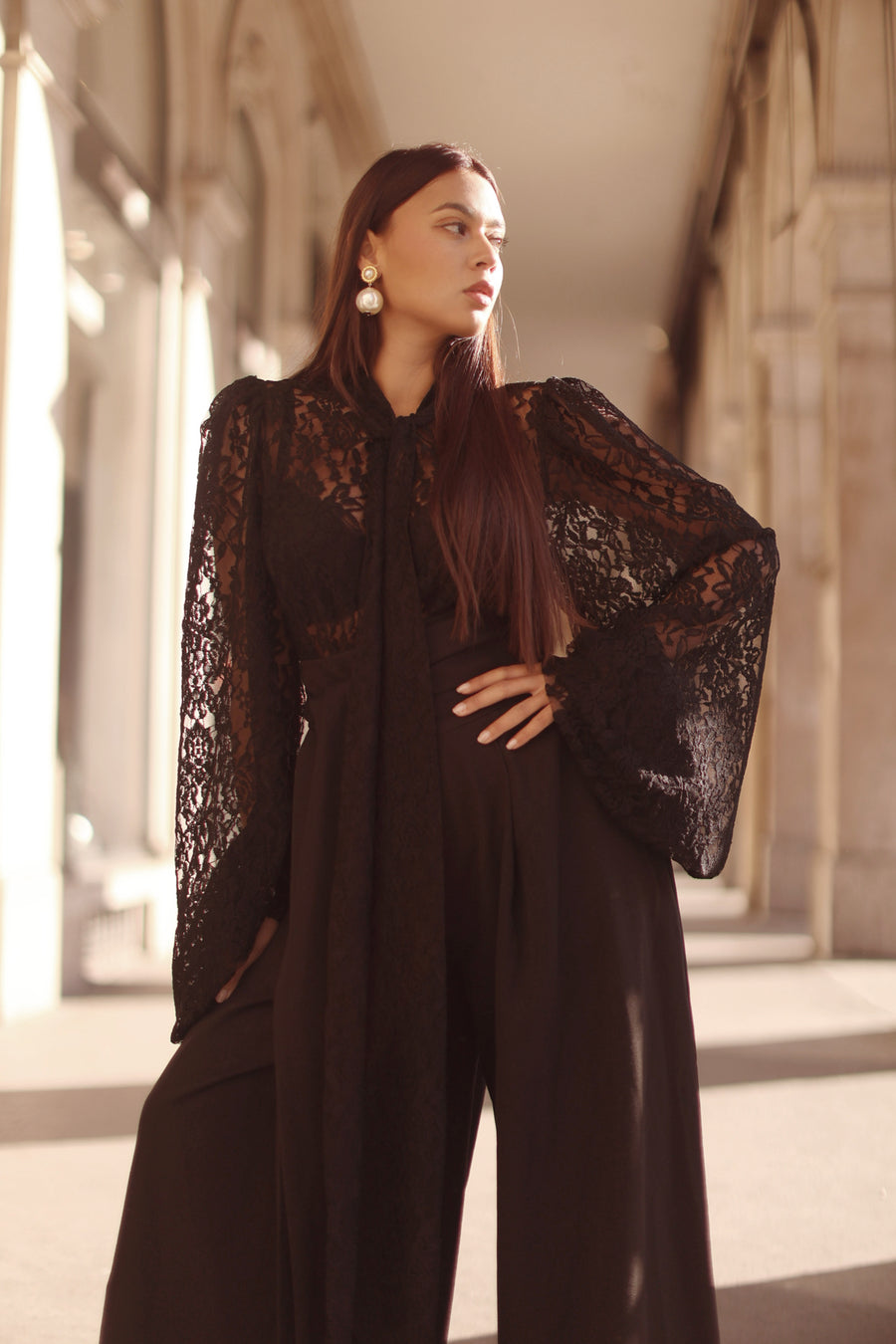 Black Lace Baroque Blouse