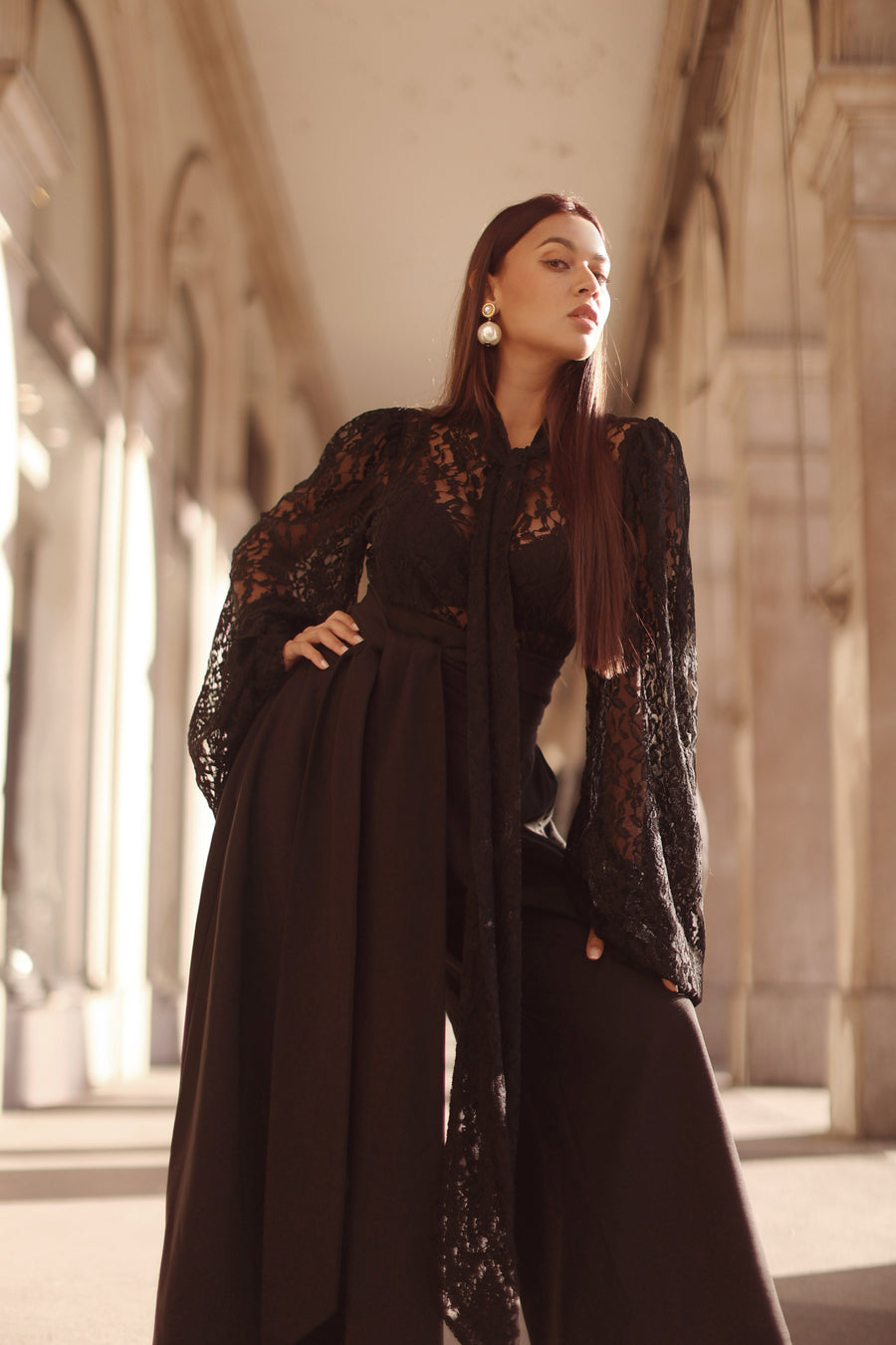 Black Lace Baroque Blouse