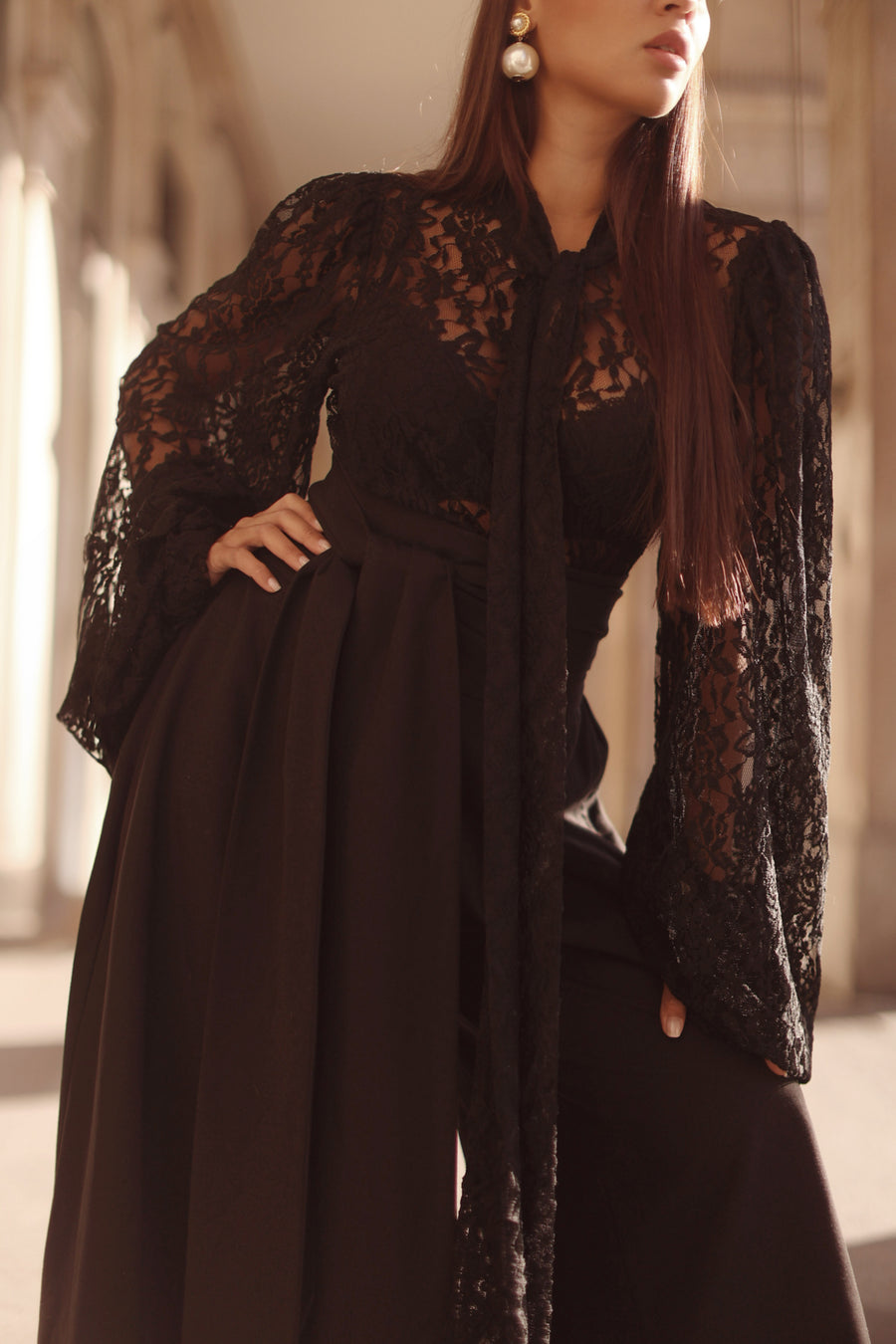 Black Lace Baroque Blouse