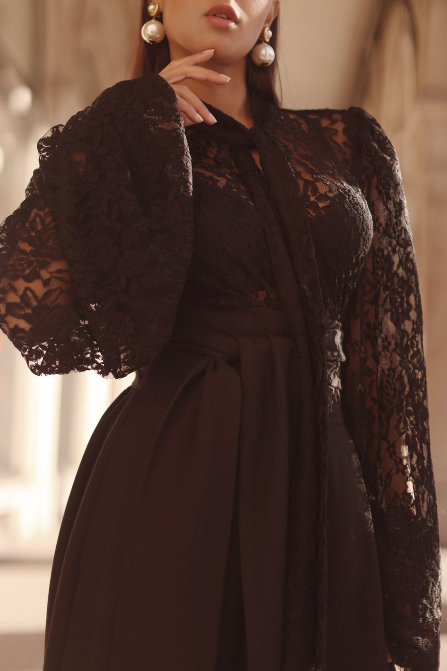 Black Lace Baroque Blouse