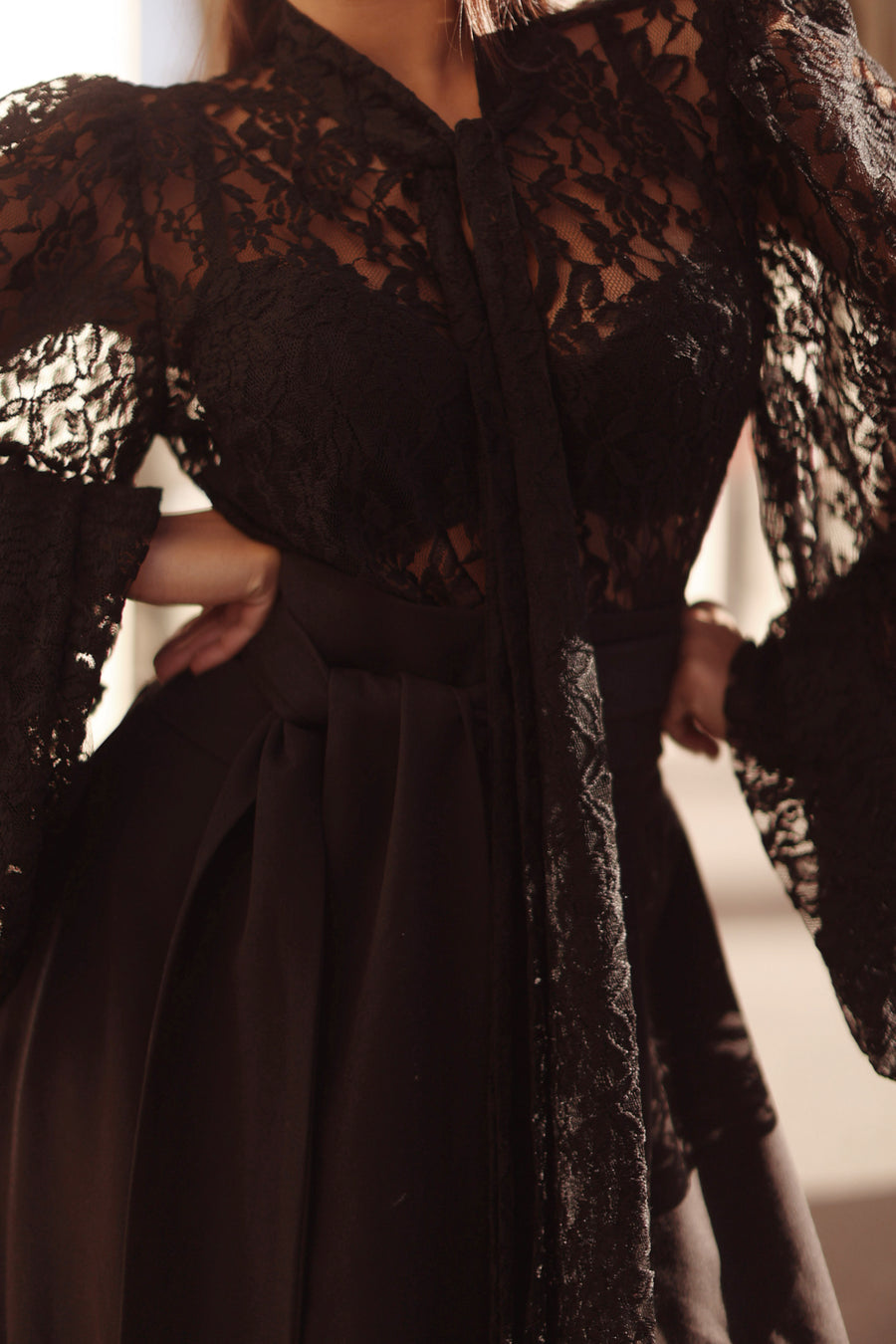 Black Lace Baroque Blouse