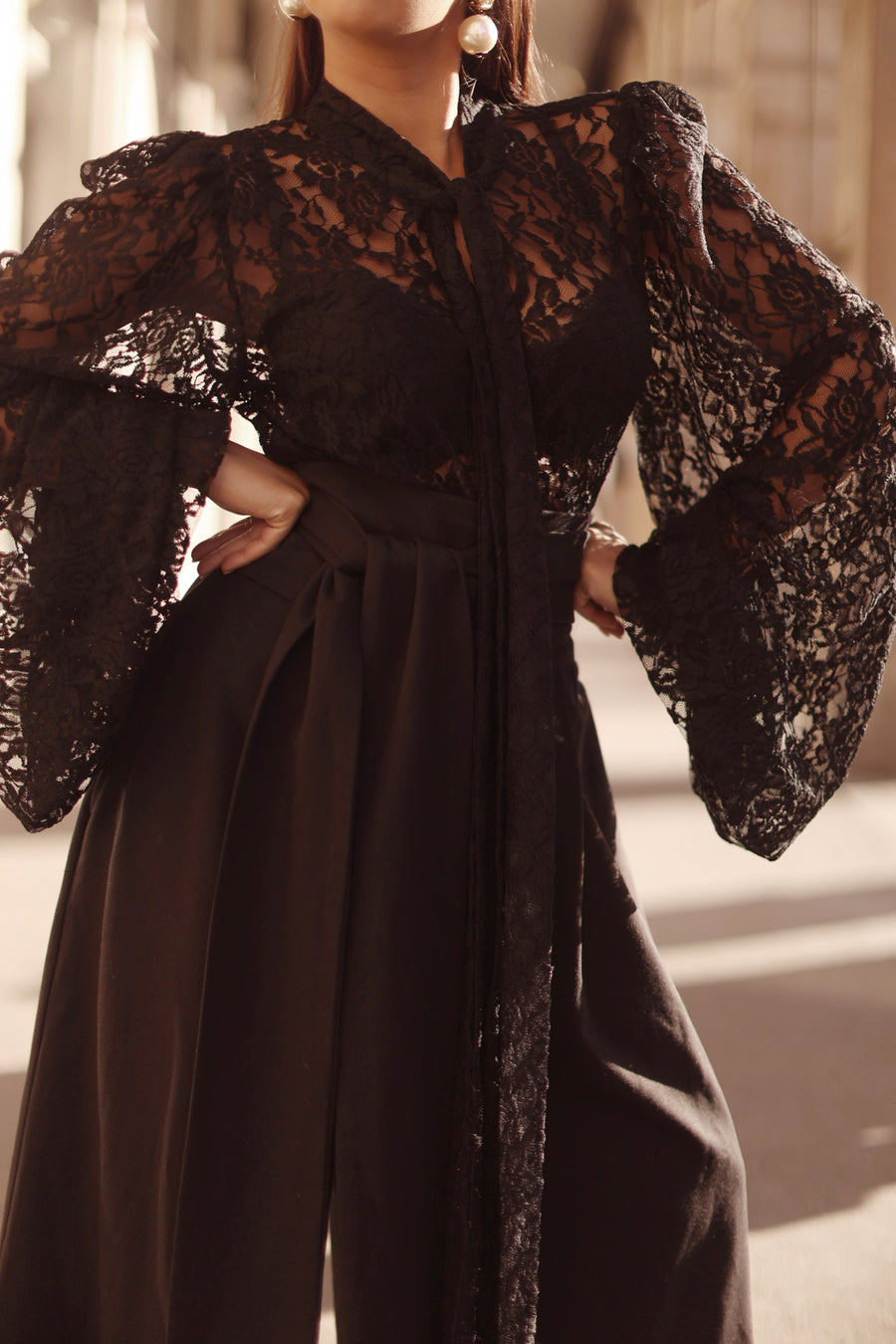 Black Lace Baroque Blouse