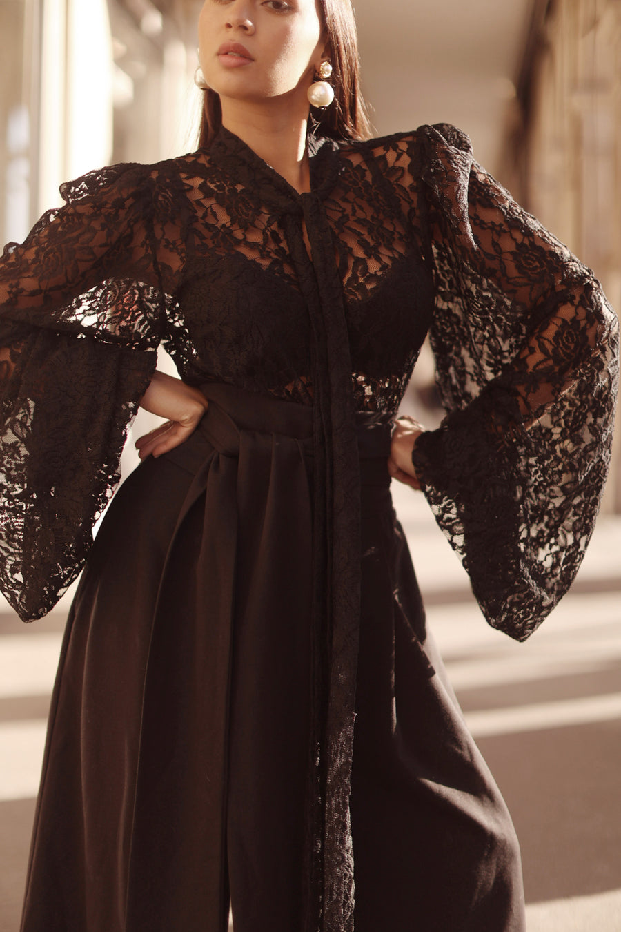 Black Lace Baroque Blouse