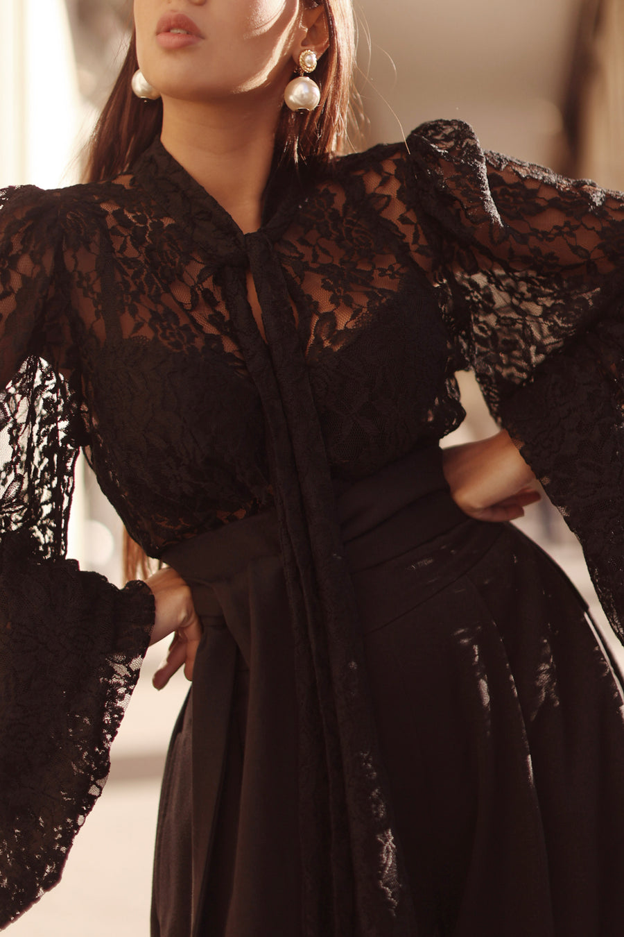 Black Lace Baroque Blouse