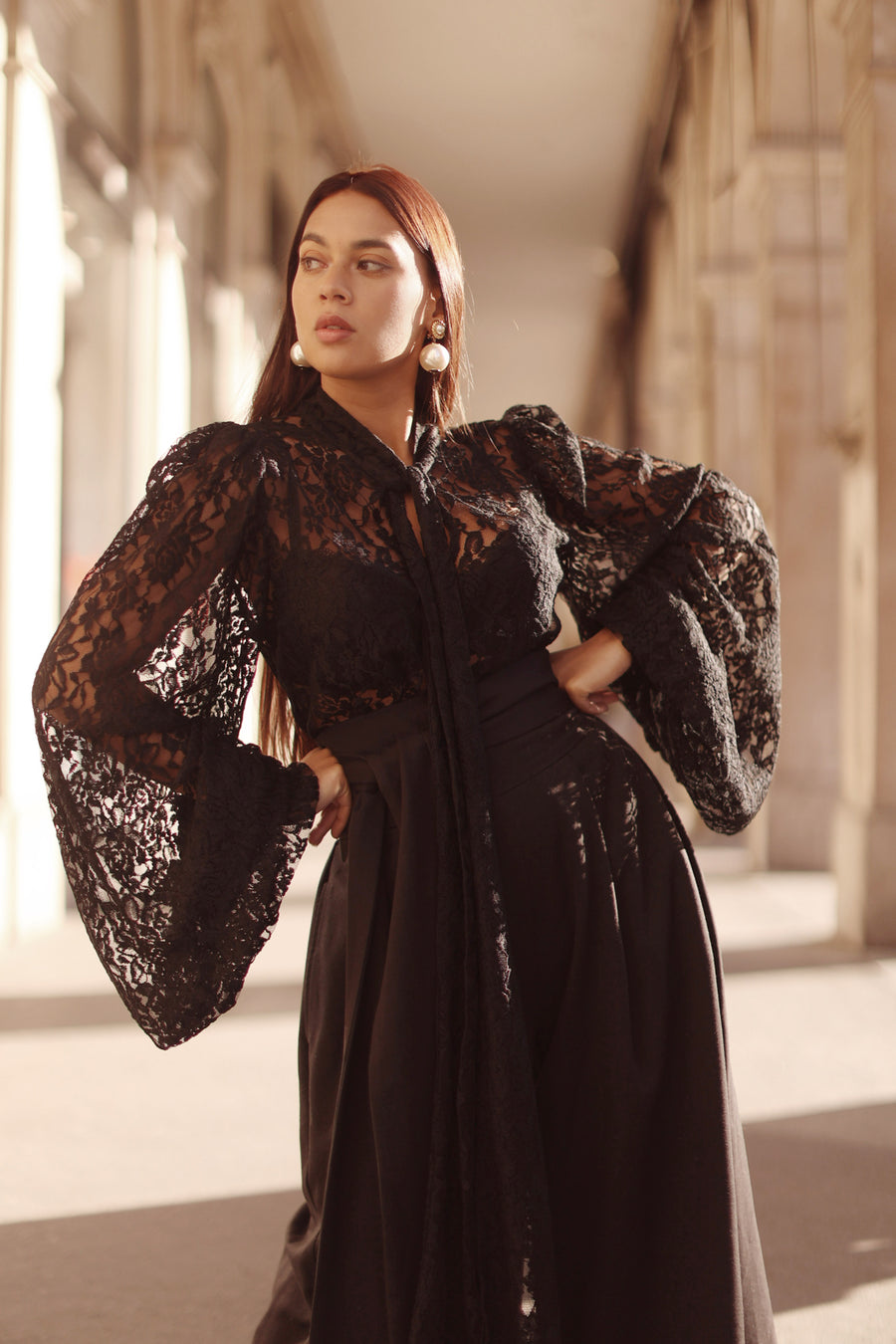 Black Lace Baroque Blouse