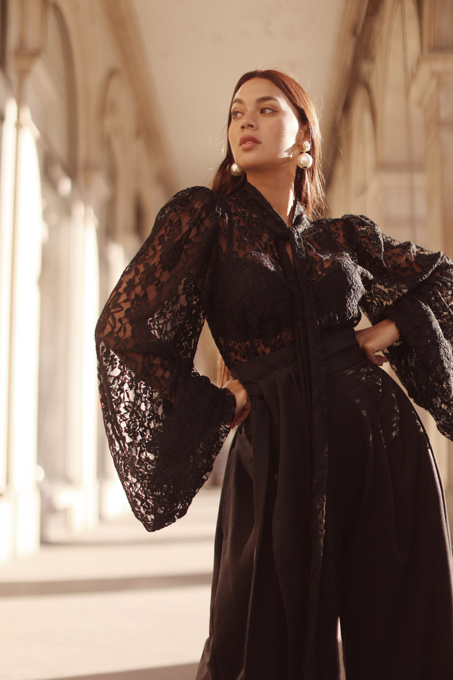 Black Lace Baroque Blouse