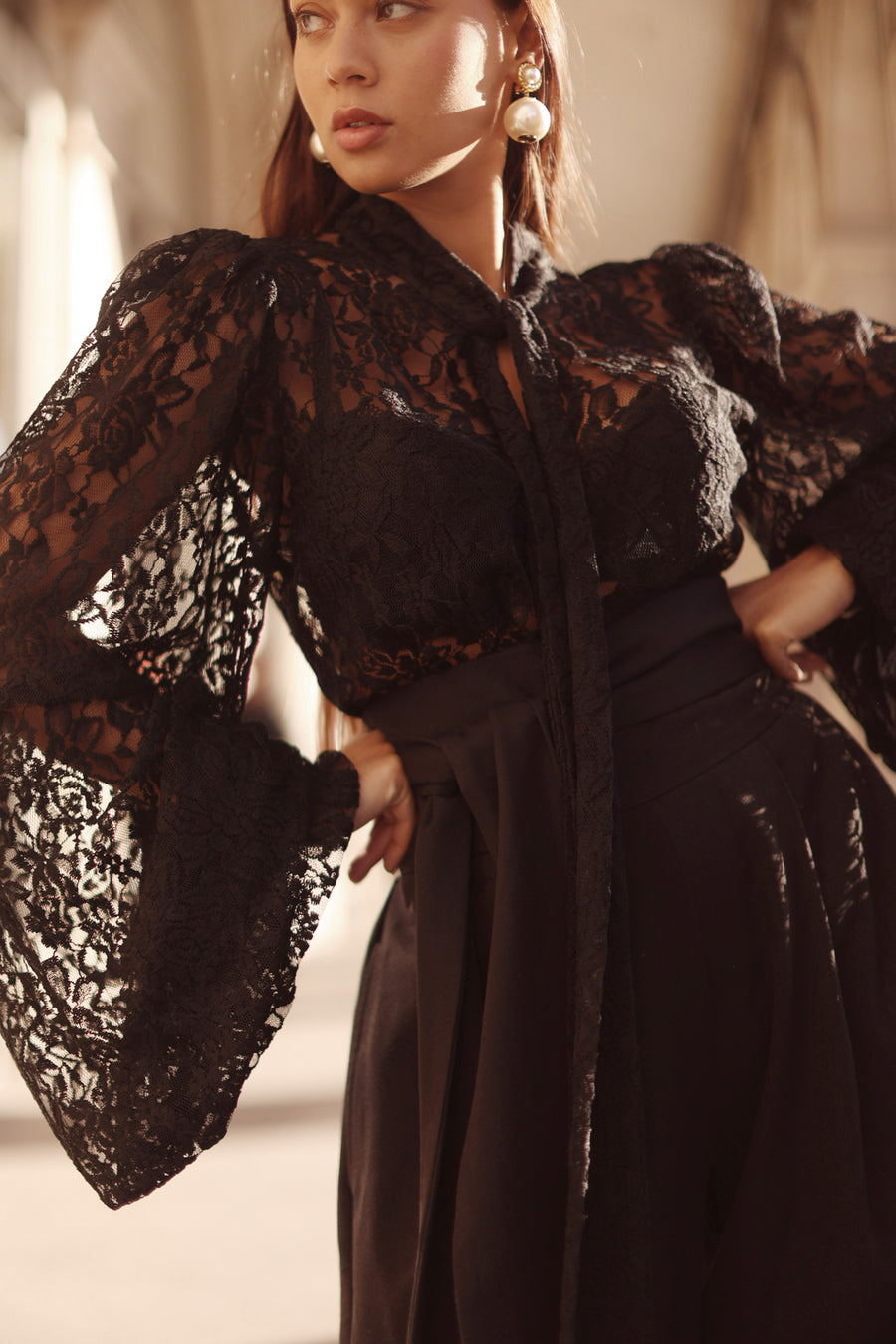 Black Lace Baroque Blouse