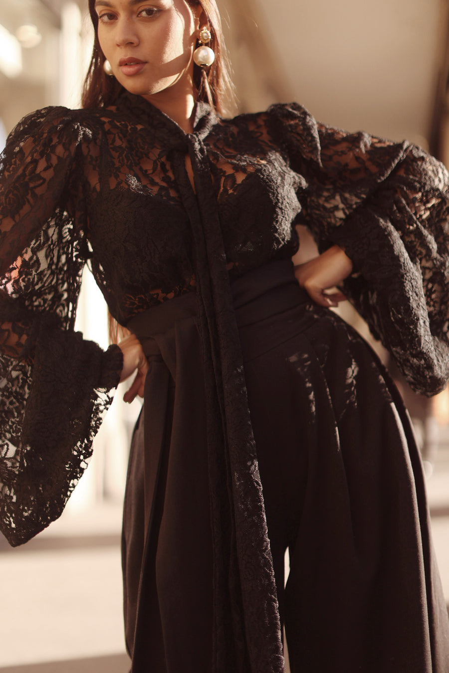 Black Lace Baroque Blouse