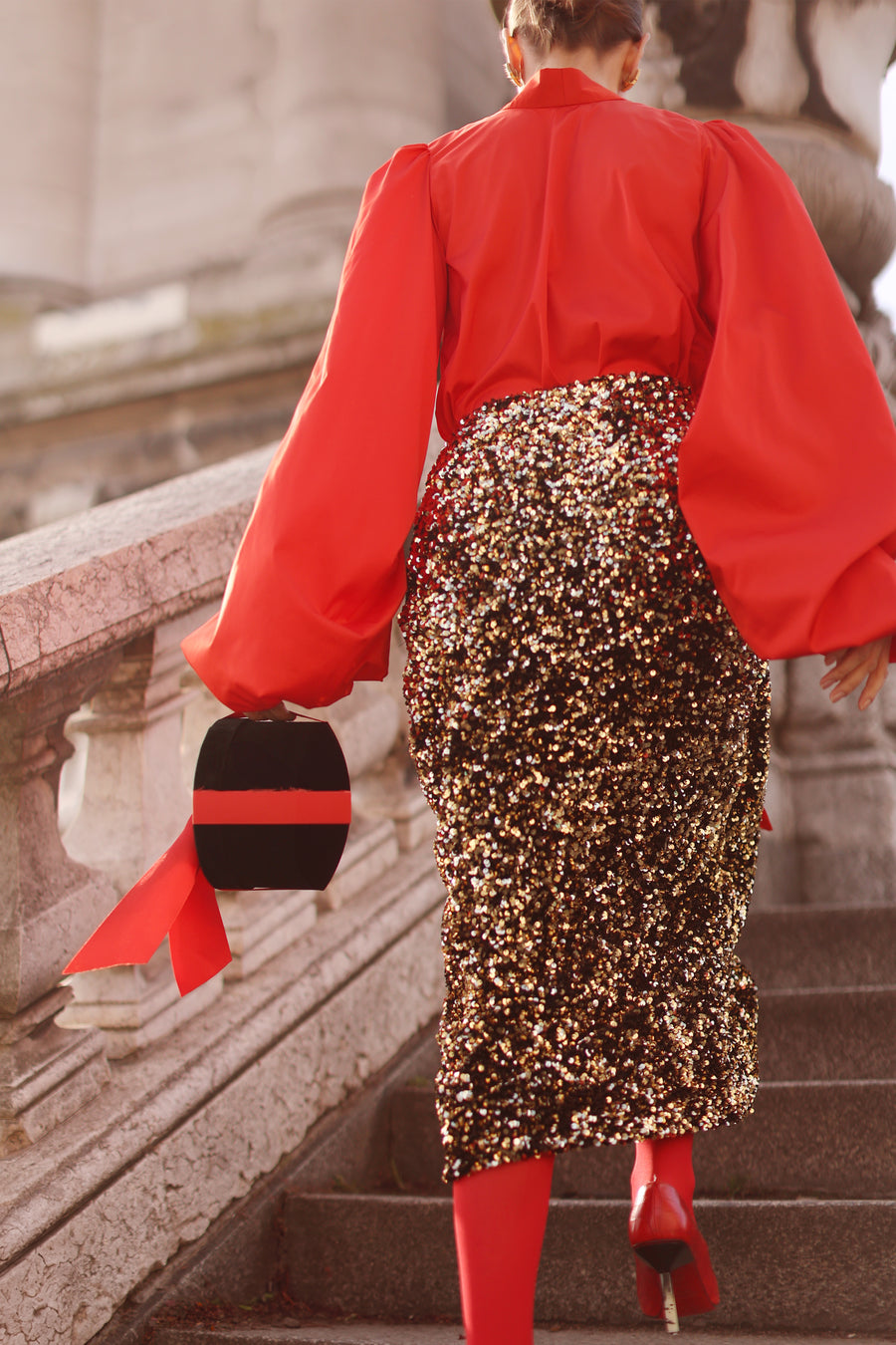 Gold Sequin Wrap Skirt