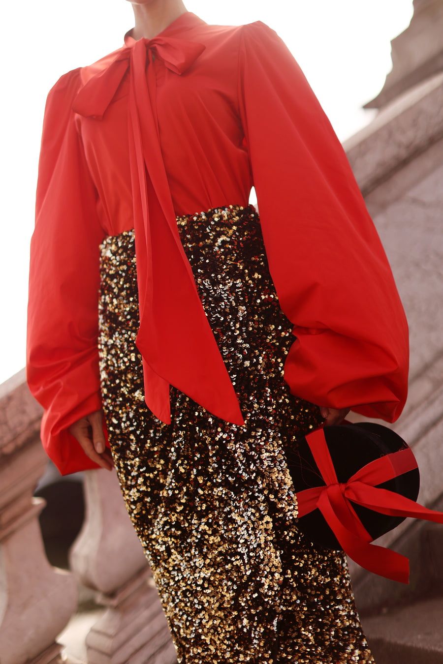 Gold Sequin Wrap Skirt