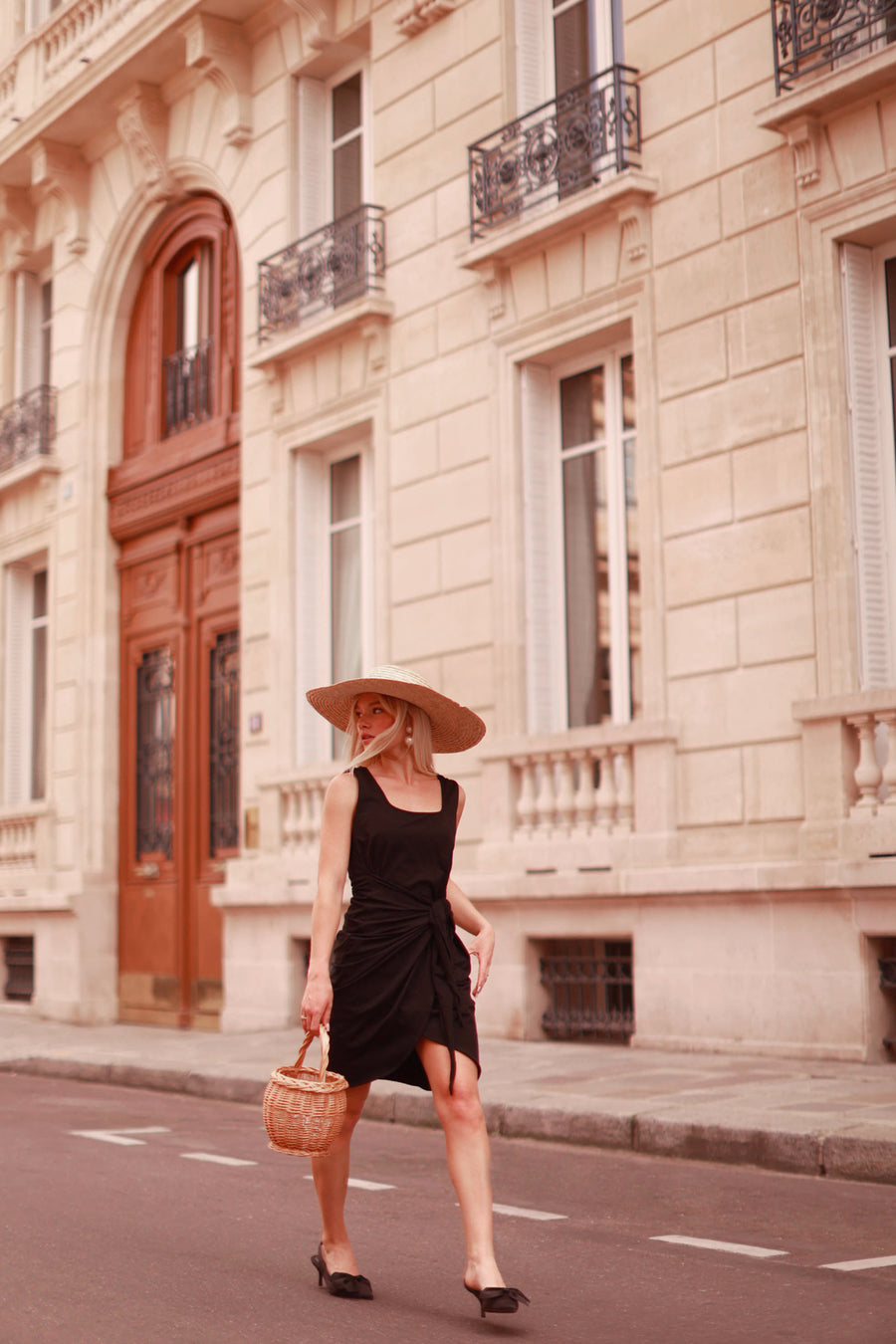 Black Sleeveless Wrap Dress