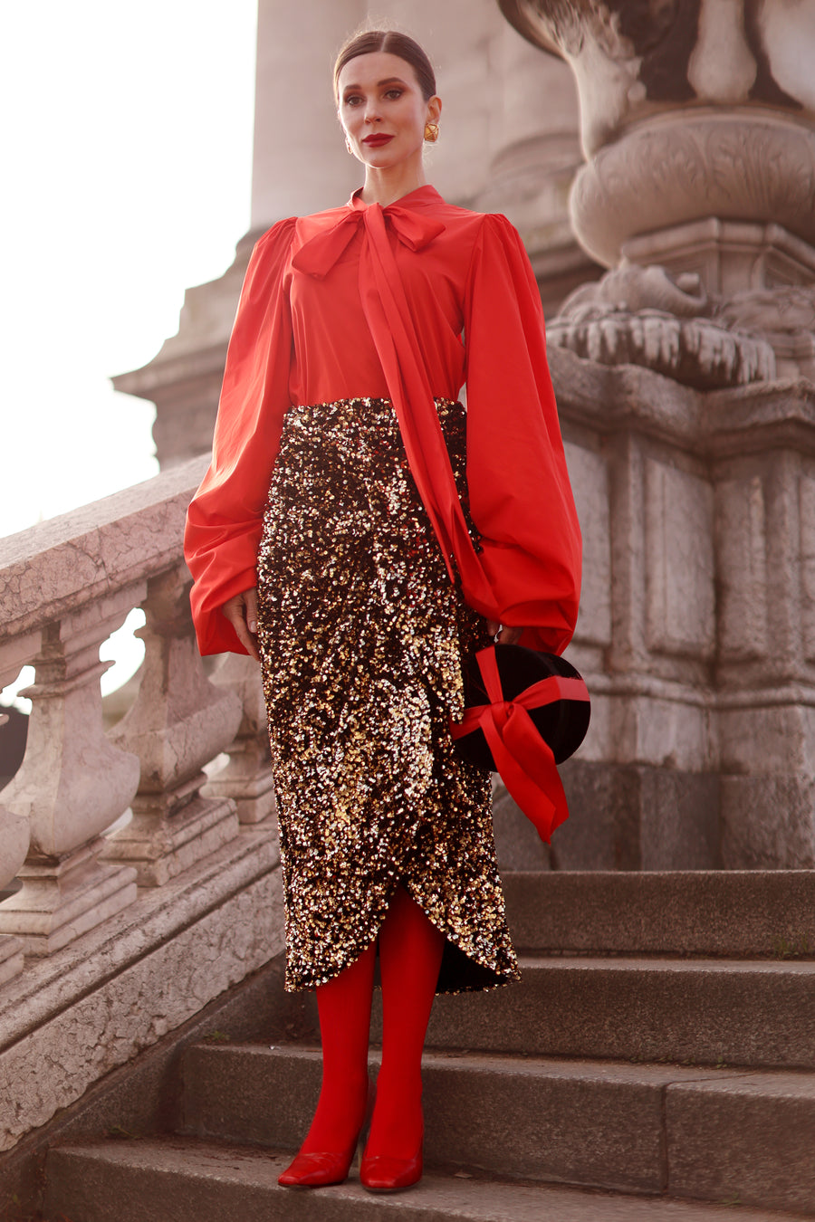 Gold Sequin Wrap Skirt