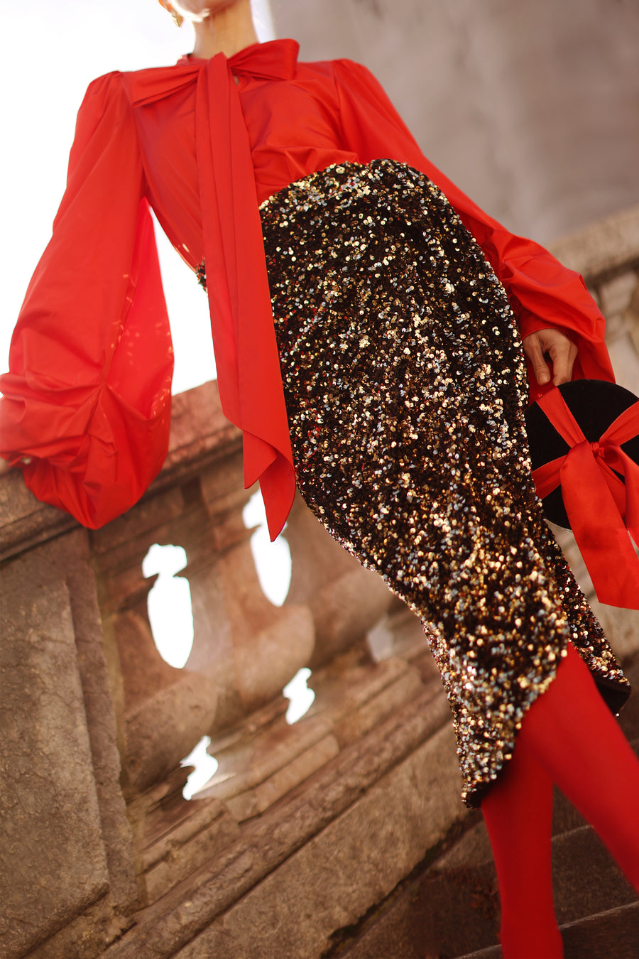 Gold Sequin Wrap Skirt