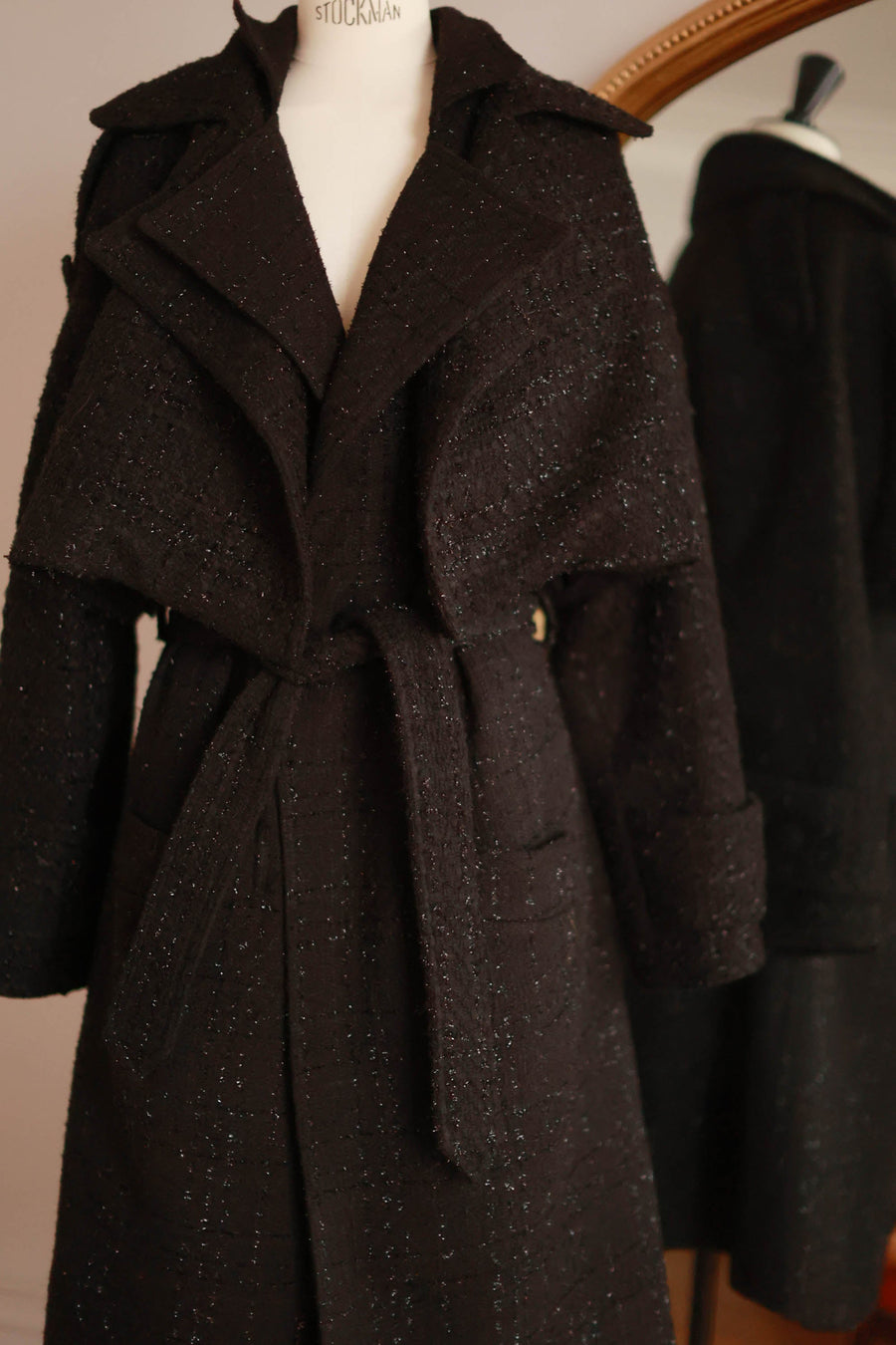 Signature Black Tweed French Trench