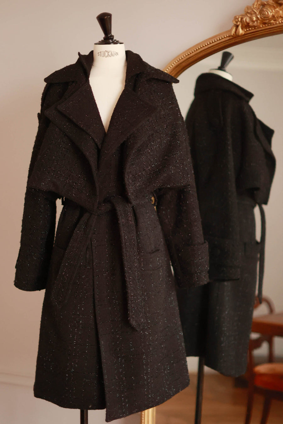 Signature Black Tweed French Trench