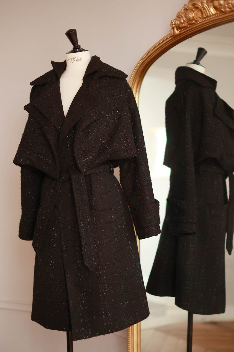 Signature Black Tweed French Trench