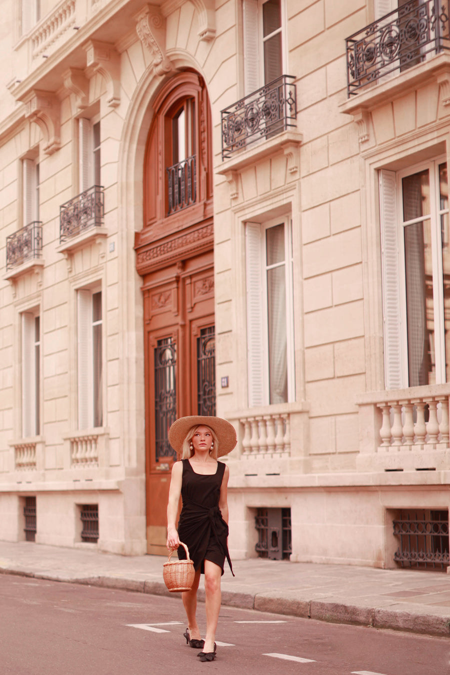 Black Sleeveless Wrap Dress