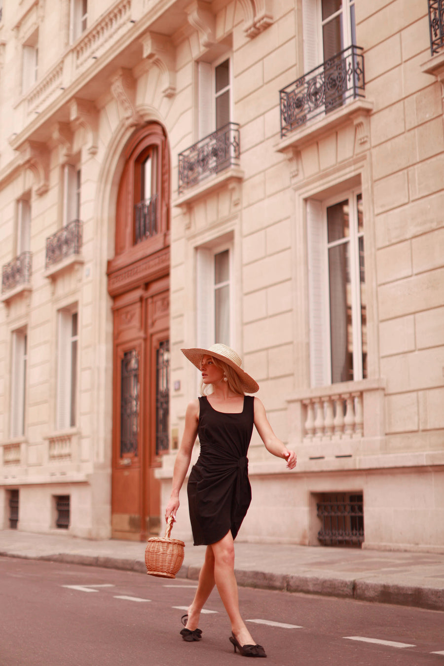 Black Sleeveless Wrap Dress